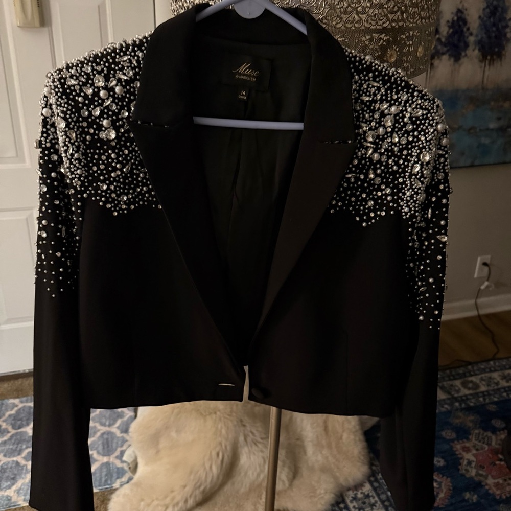 Muse by Marchesa black embellished jacket 
Size 14